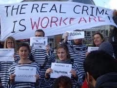 protest against workfare in UK