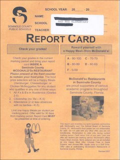 McDonalds advertising on school report
