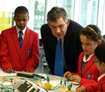 Gordon Brown visits an academy school