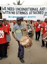 protest about conditional aid