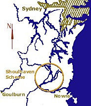 Map showing location of Shoalhaven Scheme